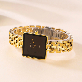 MISSFOX Watch Middle East Explosions Fashion Simple Golden Black Square Quartz Ladies Couple Watch Manufacturers