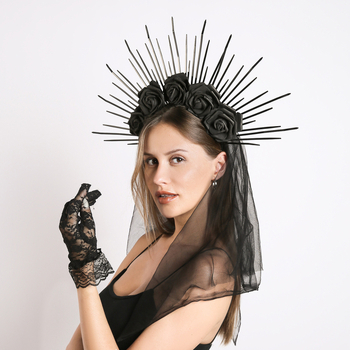 Γοτθική κορδέλα με στέμμα, νήματα θεάς, δαντέλα, φωτοστέφανο, κοστούμι αποκριών, καπέλα, καλύμματα κεφαλής, γραβάτα, κορδέλα μαλλιών, υπερβολική