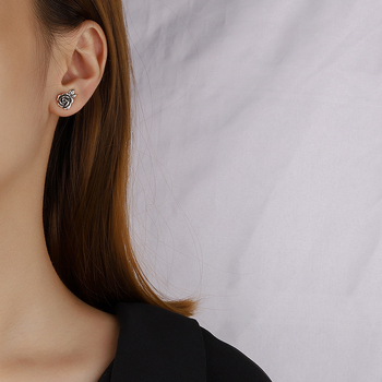 925 prabos sidabriniai auskarai moterims, retro stiliaus, rožiniai auskarai, paprasti gėlių formos auskarai