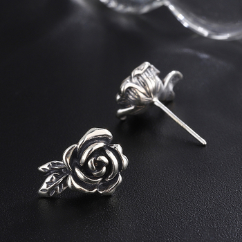 Σκουλαρίκια από ασήμι 925, γυναικεία αξεσουάρ, ρετρό σκουλαρίκια με τριαντάφυλλα, απλά σκουλαρίκια με λουλούδια, κουλ στυλ