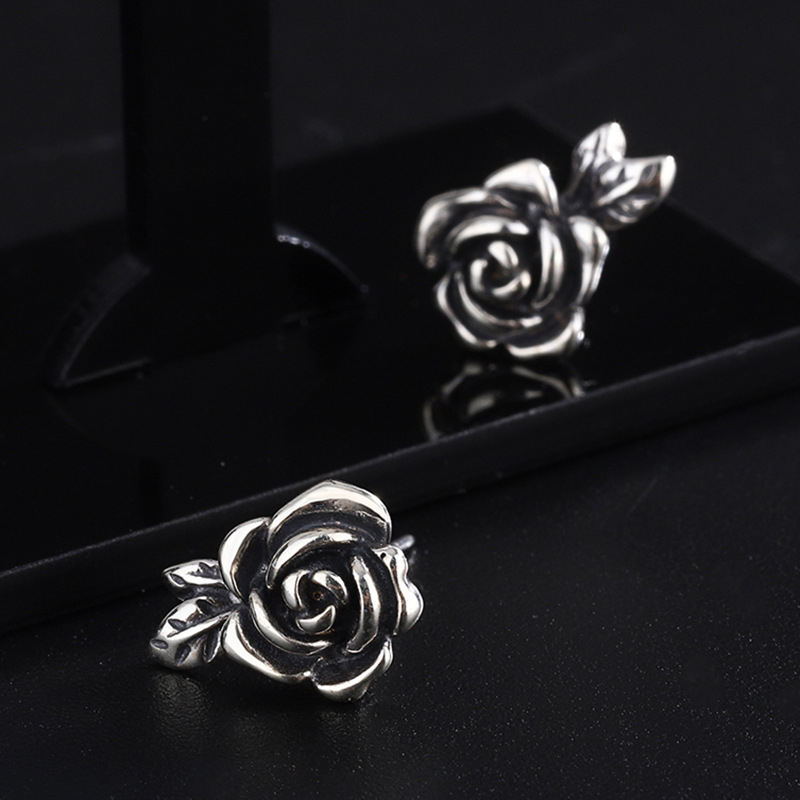 925 prabos sidabriniai auskarai moterims, retro stiliaus, rožiniai auskarai, paprasti gėlių formos auskarai