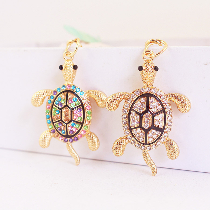 Didmeninė prekyba kūrybinga deimantais inkrustuota vėžlio automobilio raktų pakabuko gyvūno metalinio pakabuko raktų pakabuko amatų maža dovana 205