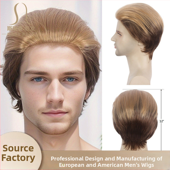 Guangzhou tehase otsemüük Amazoni pühadeparukas meeste simuleeritud õmblusteta õhuke Kani Kareni kuldne parukakomplekt