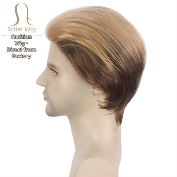 Guangzhou tehase otsemüük Amazoni pühadeparukas meeste simuleeritud õmblusteta õhuke Kani Kareni kuldne parukakomplekt