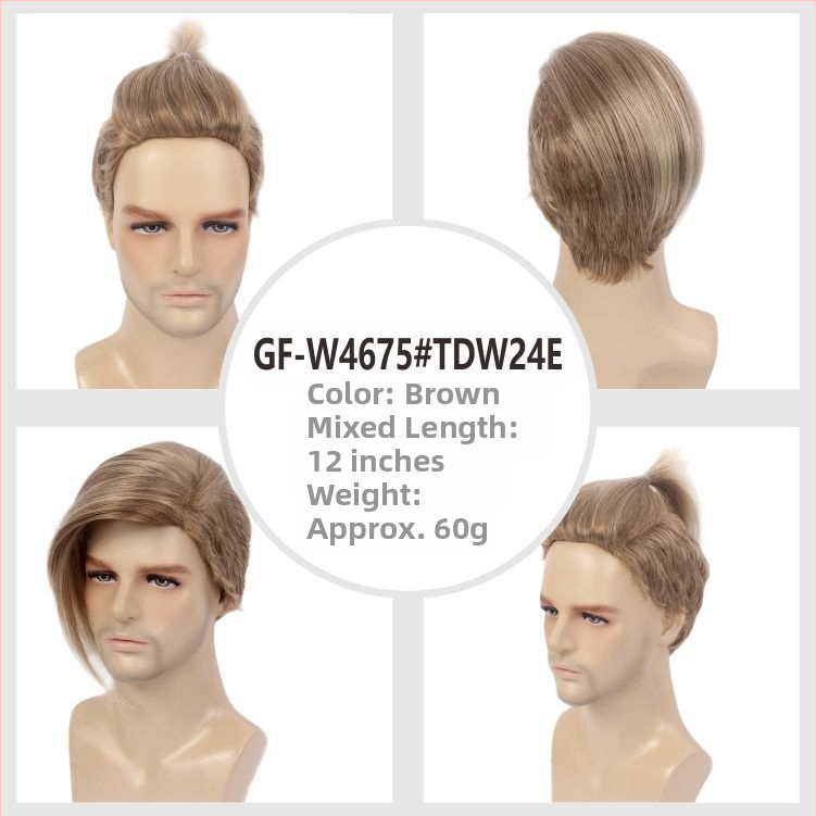 Guangzhou tehase otsemüük Amazoni pühadeparukas meeste simuleeritud õmblusteta õhuke Kani Kareni kuldne parukakomplekt