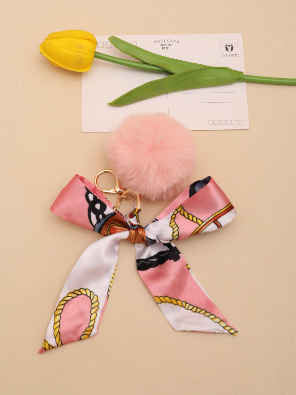 Kūrybingas mielas kailio kamuoliuko šilko šalikas, mini krepšys, pakabinamas automobilio krepšys, raktų pakabukas, vyriški ir moteriški juosmens raktų pakabukai, papuošalai