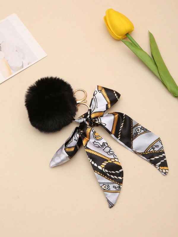 Kūrybingas mielas kailio kamuoliuko šilko šalikas, mini krepšys, pakabinamas automobilio krepšys, raktų pakabukas, vyriški ir moteriški juosmens raktų pakabukai, papuošalai