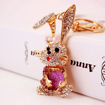 Kūrybinis Kalnų krištolinis zuikio animacinių filmukų gyvūnų pakabukas, raktų pakabukas mergaičių raktų pakabuko aksesuarams, metalinis pakabukas 023