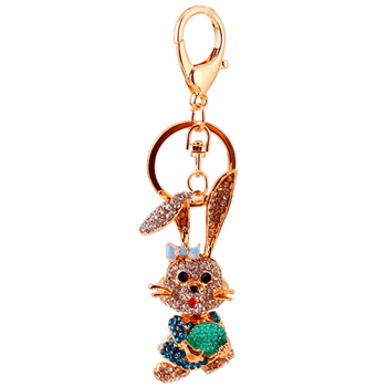 Kūrybinis Kalnų krištolinis zuikio animacinių filmukų gyvūnų pakabukas, raktų pakabukas mergaičių raktų pakabuko aksesuarams, metalinis pakabukas 023