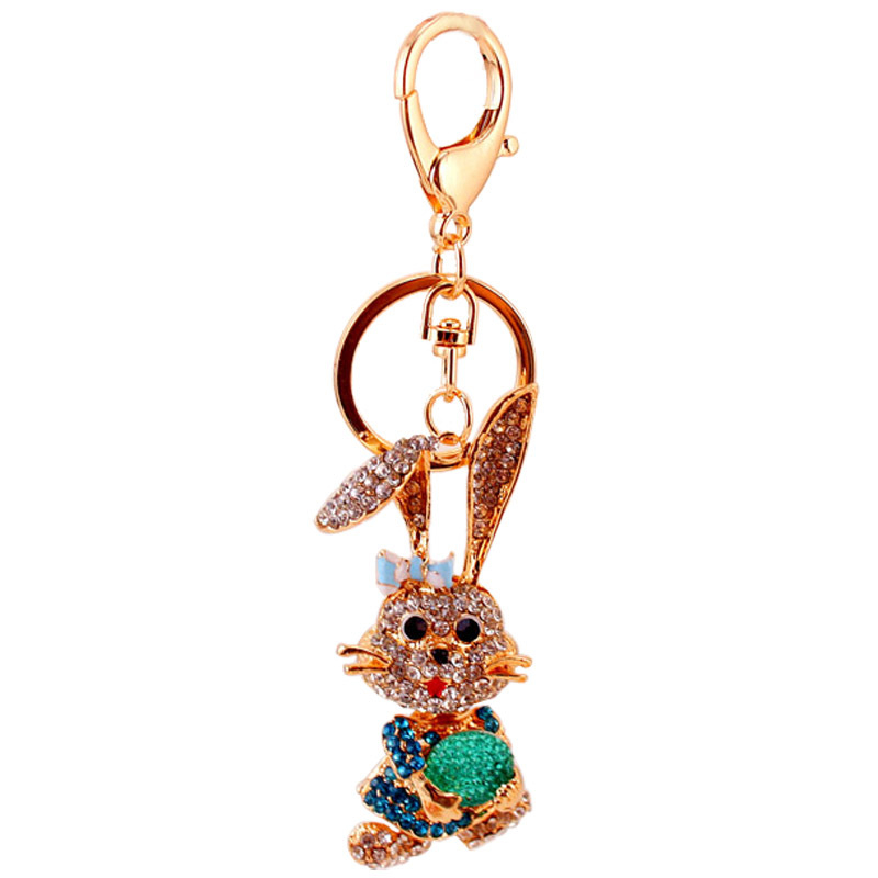 Kūrybinis Kalnų krištolinis zuikio animacinių filmukų gyvūnų pakabukas, raktų pakabukas mergaičių raktų pakabuko aksesuarams, metalinis pakabukas 023