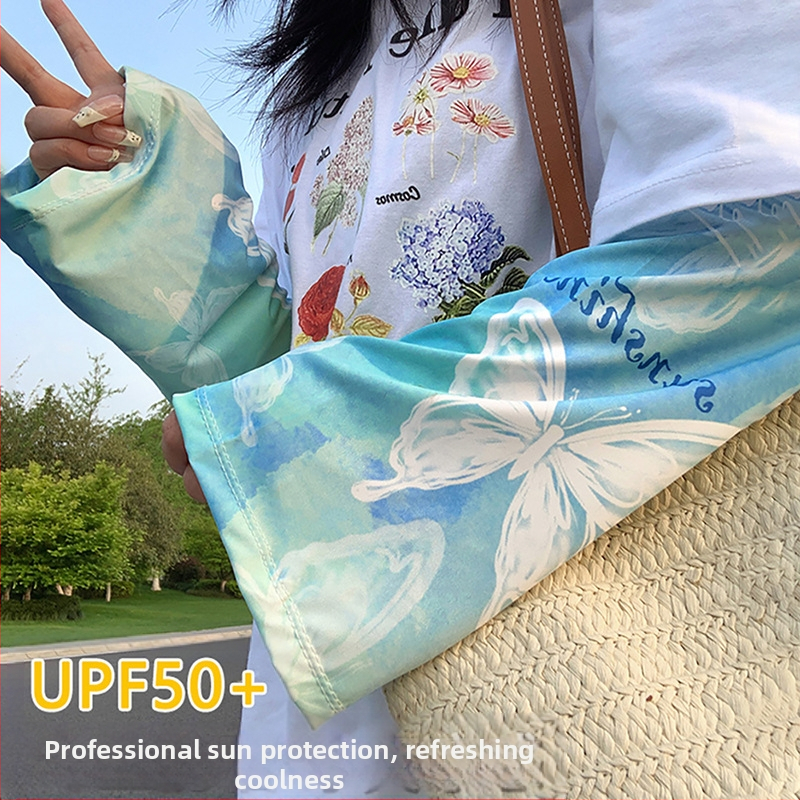 Päikesekaitsega jäävarrukad, suvised liblikvarrukad, käevarrukad, jääsiidist UV-kaitsega lahtised, suured suurused, naiste päikesesirm, suured mansettvärvid