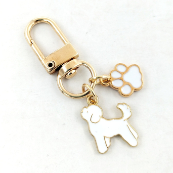 Διασυνοριακά κοσμήματα μόδας χαριτωμένο χαριτωμένο κατοικίδιο ζώο κουτάβι κράμα που στάζει πόδι Χρυσά μπρελόκ τσάντα στολίδια