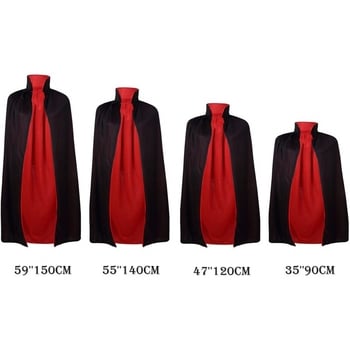 Juodai raudonas dvipusis Helovino apsiaustas, dvisluoksnis apsiaustas, maža stovima apykaklė, moteriškas vampyriškas paltas, europietiško ir amerikietiško stiliaus