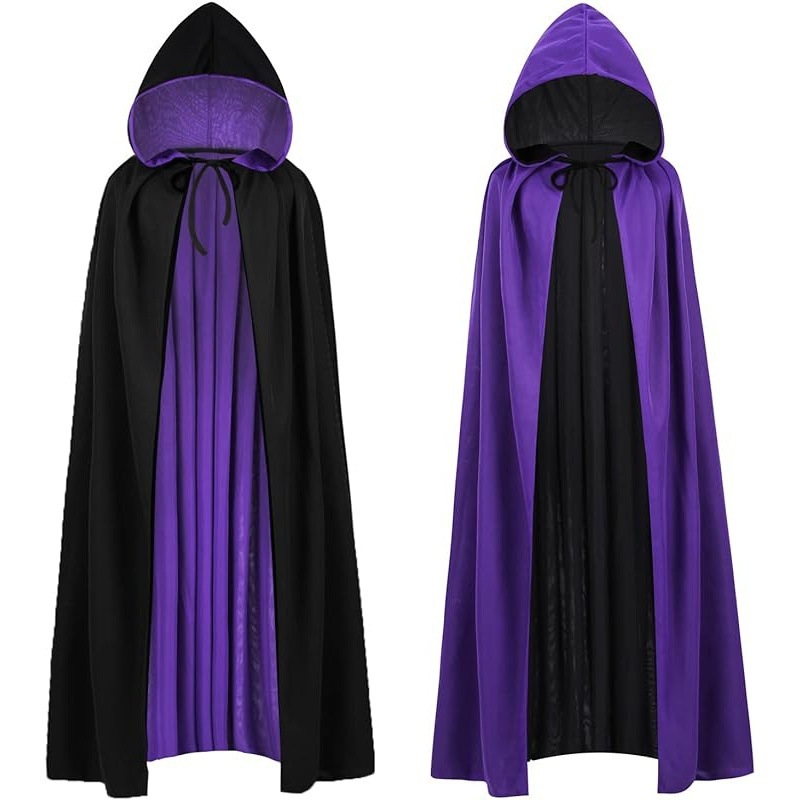 Juodai raudonas dvipusis Helovino apsiaustas, dvisluoksnis apsiaustas, maža stovima apykaklė, moteriškas vampyriškas paltas, europietiško ir amerikietiško stiliaus