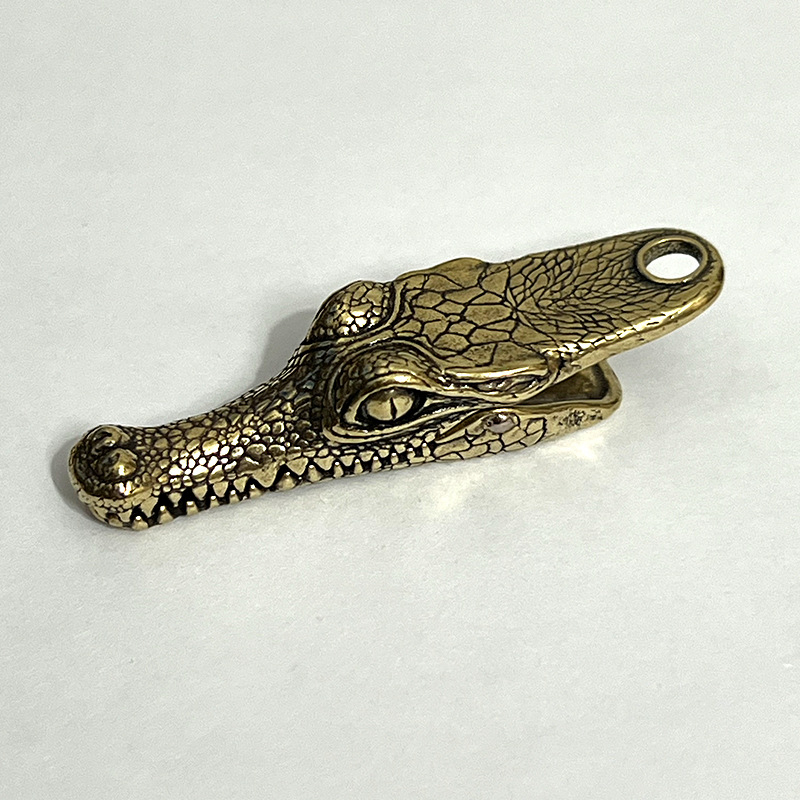 Krokodilo galvos užsegimas, retro žalvaris, antikvarinis raktų pakabukas, metalinis pakabukas, gyvūnų krepšys, aksesuarai, pakabukas automobiliui