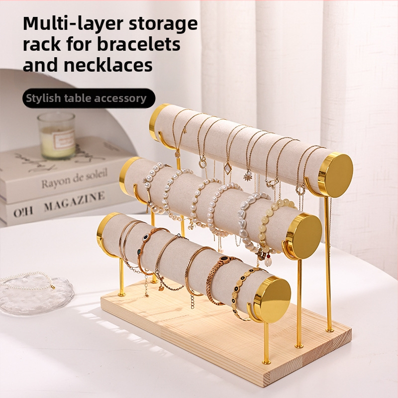 Rokassprādzes displeja plaukts Metāla daudzslāņu rokassprādzes rotaslietu displeja plaukts Kāpņu pulksteņu rokassprādzes uzglabāšanas plaukts Samta rotaslietu plaukts