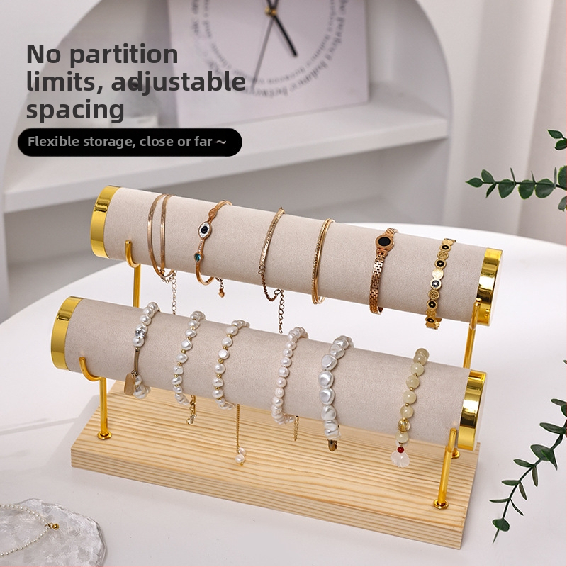 Rokassprādzes displeja plaukts Metāla daudzslāņu rokassprādzes rotaslietu displeja plaukts Kāpņu pulksteņu rokassprādzes uzglabāšanas plaukts Samta rotaslietu plaukts