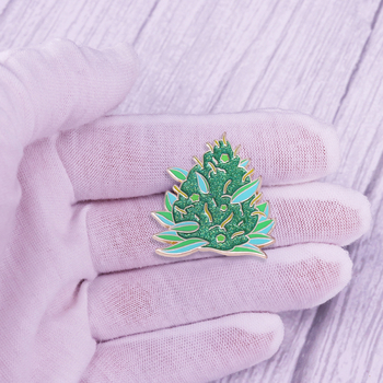 Broșă de rever cu plantă verde strălucitoare, personalitate la modă, rucsac, decorativă, pentru guler