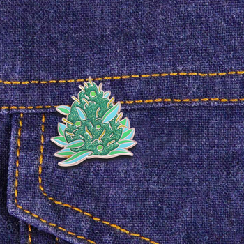 Broșă de rever cu plantă verde strălucitoare, personalitate la modă, rucsac, decorativă, pentru guler