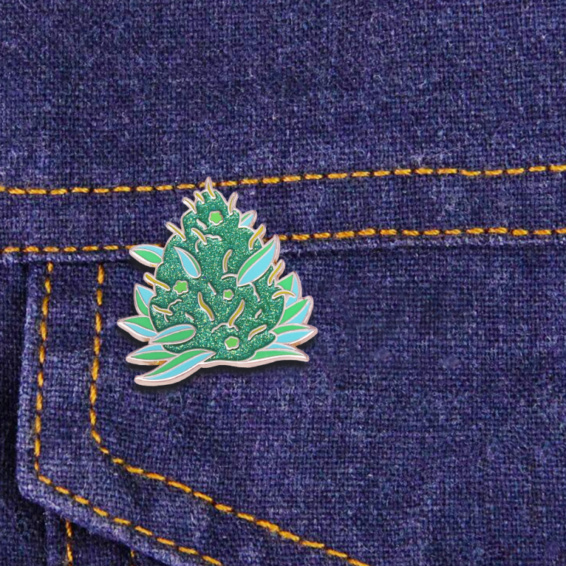 Broșă de rever cu plantă verde strălucitoare, personalitate la modă, rucsac, decorativă, pentru guler