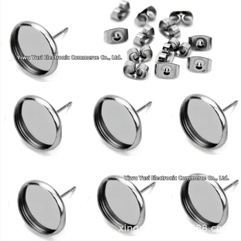 30 pikselių/dėžutėje tuščia išgaubta apvali nerūdijančio plieno apvali auskarai papuošalų gamybos reikmenims „pasidaryk pats“ amatas