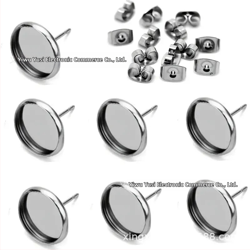 30 px/кутия празна обеца изпъкнала кръгла обеца от неръждаема стомана за изработка на бижута материали „Направи си сам“ занаят