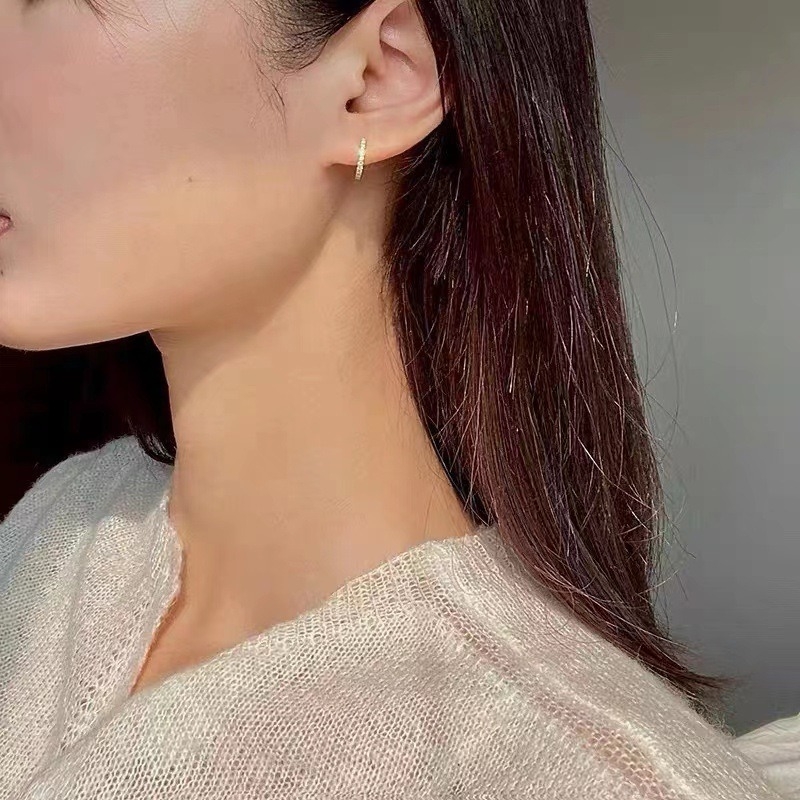 S925 srebrne igličaste jednoredne dijamantne naušnice, ženske južnokorejske resice s dijamantima, modni univerzalni nakit za uši