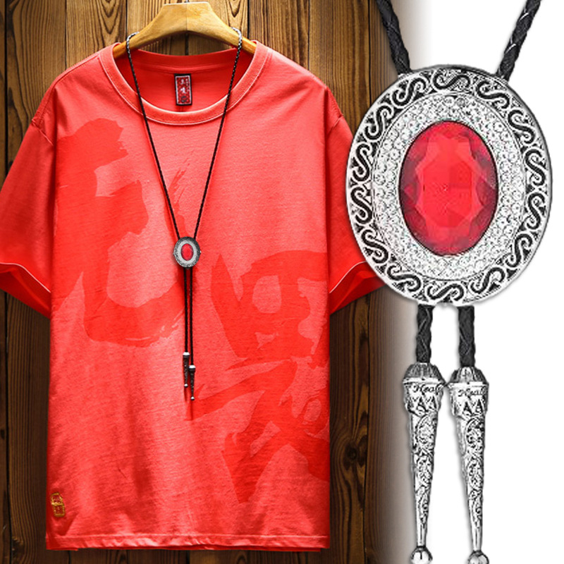 3D rubino deimanto laikiklis, kaklaraištis, vyriški vonios marškiniai, drabužių aksesuarai, PU odos apykaklė, virvė, raudona, balta, žalia