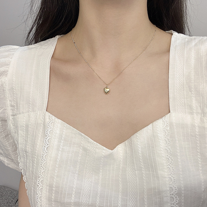 Meilės vėrinys 2023 m. naujas internetinis įžymybių raktikaulio grandinėlės šviesus prabangus persikinės širdies nišos dizaino asmenybės temperamento vėrinys moterims