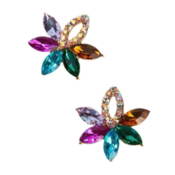 Ευρωπαϊκή, αμερικανική και κορεατική εκδοχή σκουλαρίκια με κρύσταλλο μάτι αλόγου, μοντέρνα μικρά σκουλαρίκια με φρέσκο λουλούδι, κλασικά σούπερ φλας από κράμα διαμαντιών