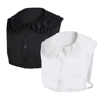 Νέο αποσπώμενο κολάρο δύο στρώσεων από κυματιστή δαντέλα της Amazon για την άνοιξη και το φθινόπωρο, λευκό διακοσμητικό κολάρο από δαντέλα υψηλής ποιότητας με πτυχωτό σχέδιο