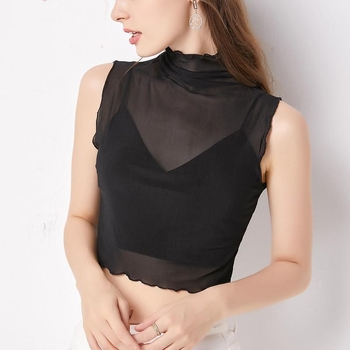 2025 Нова пролетно-лятна риза с висока яка, мрежеста фалшива яка за жени, тънка декоративна фалшива яка, тръбна материя, против бягане