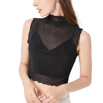 2025 Нова пролетно-лятна риза с висока яка, мрежеста фалшива яка за жени, тънка декоративна фалшива яка, тръбна материя, против бягане