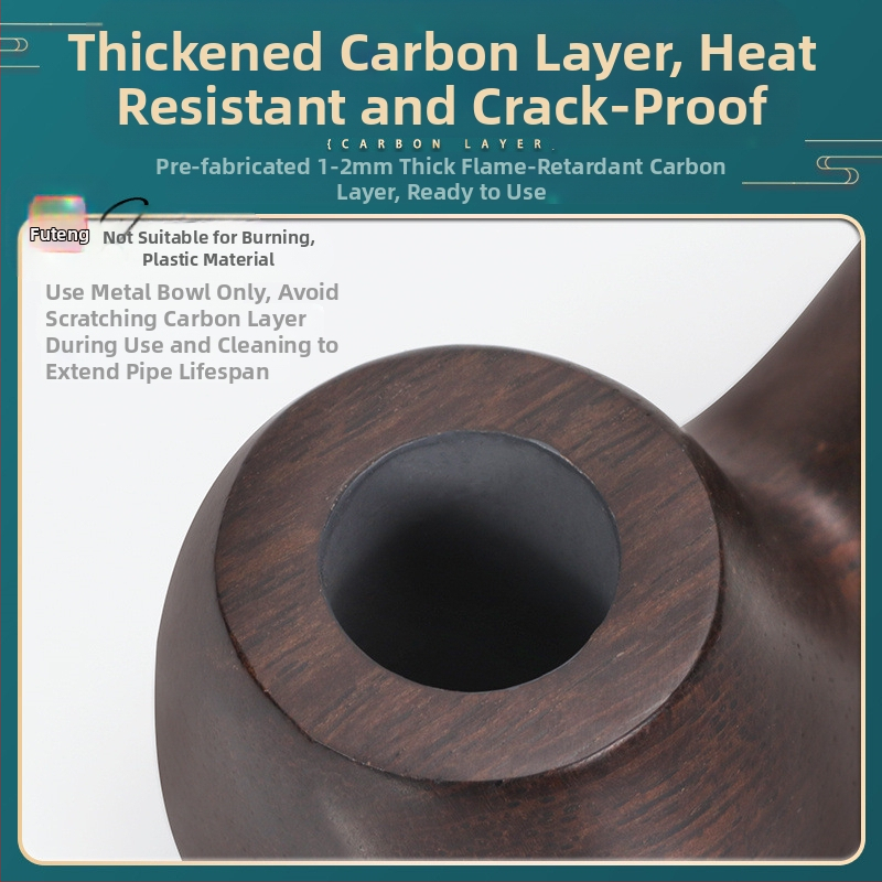 Фабрика за тръби Futeng Най-продавана абаносова тръба с восък 9 мм филтър за димоотвод Класическа старомодна тръба от масивно дърво, небоядисана