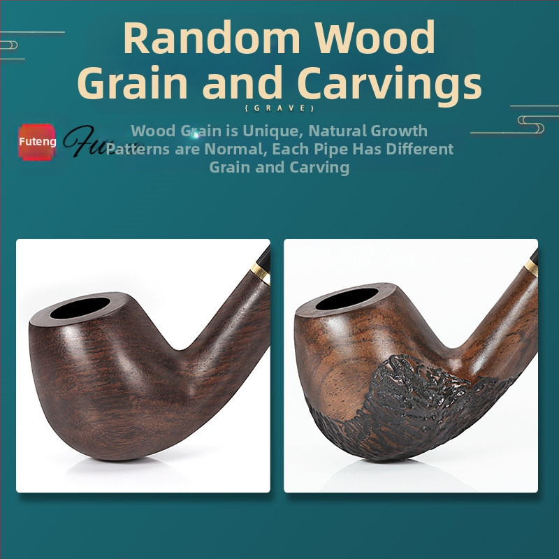 Фабрика за тръби Futeng Най-продавана абаносова тръба с восък 9 мм филтър за димоотвод Класическа старомодна тръба от масивно дърво, небоядисана