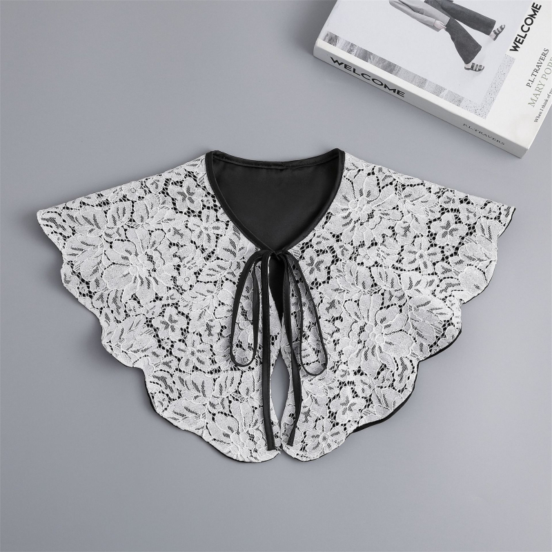 2024 m. elegantiškas nacionalinio stiliaus nėriniuotas skara su debesies pečių apsiaustu, lėlės apykakle, universalus megztinis, dekoratyvinė apykaklė, madinga netikra apykaklė