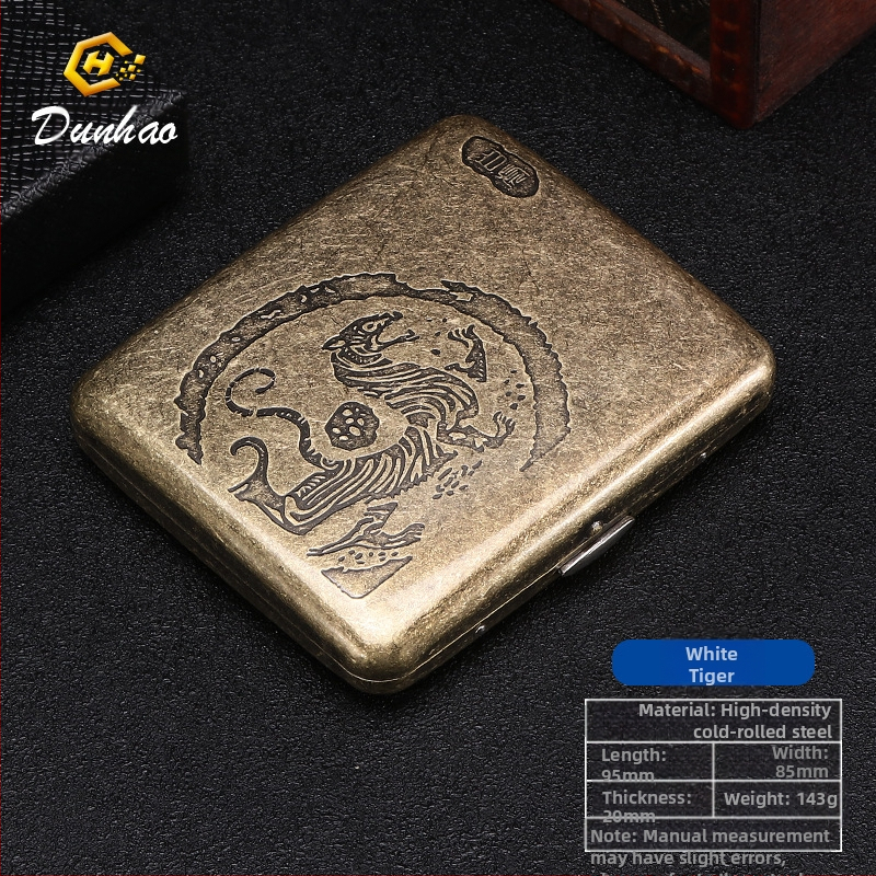 Uus pronksist kondenslillega 20 pakki metallist puhtast vasest sigaretiümbrist, klapiga kinkekarbis, nikerdatud, nikerdatud lillega, rõhukindel, tolmukindel suitsetamiskomplekt