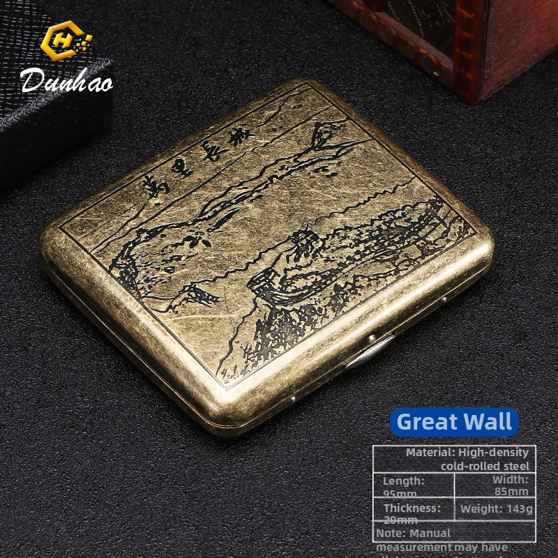 Uus pronksist kondenslillega 20 pakki metallist puhtast vasest sigaretiümbrist, klapiga kinkekarbis, nikerdatud, nikerdatud lillega, rõhukindel, tolmukindel suitsetamiskomplekt