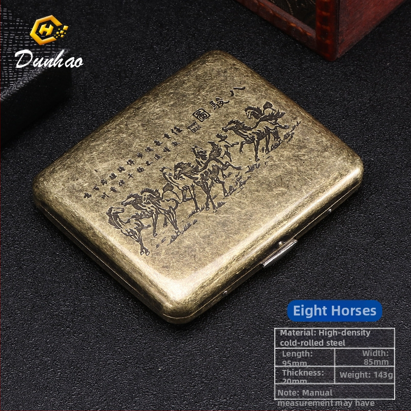 Uus pronksist kondenslillega 20 pakki metallist puhtast vasest sigaretiümbrist, klapiga kinkekarbis, nikerdatud, nikerdatud lillega, rõhukindel, tolmukindel suitsetamiskomplekt