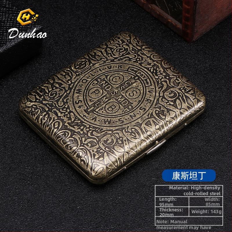 Uus pronksist kondenslillega 20 pakki metallist puhtast vasest sigaretiümbrist, klapiga kinkekarbis, nikerdatud, nikerdatud lillega, rõhukindel, tolmukindel suitsetamiskomplekt