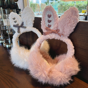 Χαριτωμένο βελούδινο προστατευτικό αυτιών κουνελιού για γυναίκες, ζεστό χειμώνα, αντιανεμικό και κρύο, ανθεκτικό στο κρύο, παχύρρευστο προστατευτικό αυτιών για φοιτητές