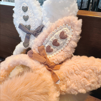 Χαριτωμένο βελούδινο προστατευτικό αυτιών κουνελιού για γυναίκες, ζεστό χειμώνα, αντιανεμικό και κρύο, ανθεκτικό στο κρύο, παχύρρευστο προστατευτικό αυτιών για φοιτητές