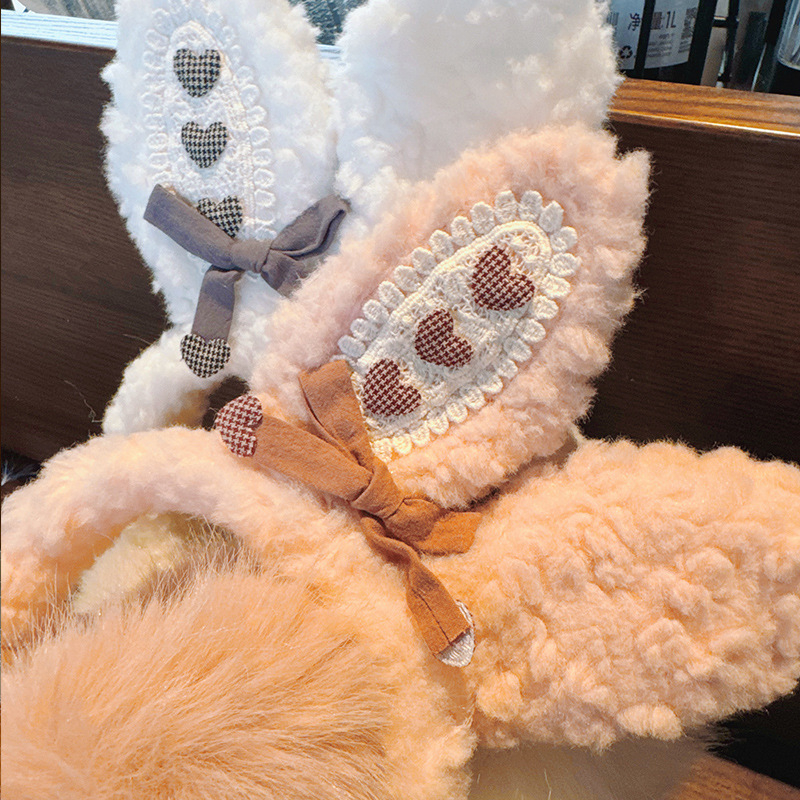 Χαριτωμένο βελούδινο προστατευτικό αυτιών κουνελιού για γυναίκες, ζεστό χειμώνα, αντιανεμικό και κρύο, ανθεκτικό στο κρύο, παχύρρευστο προστατευτικό αυτιών για φοιτητές