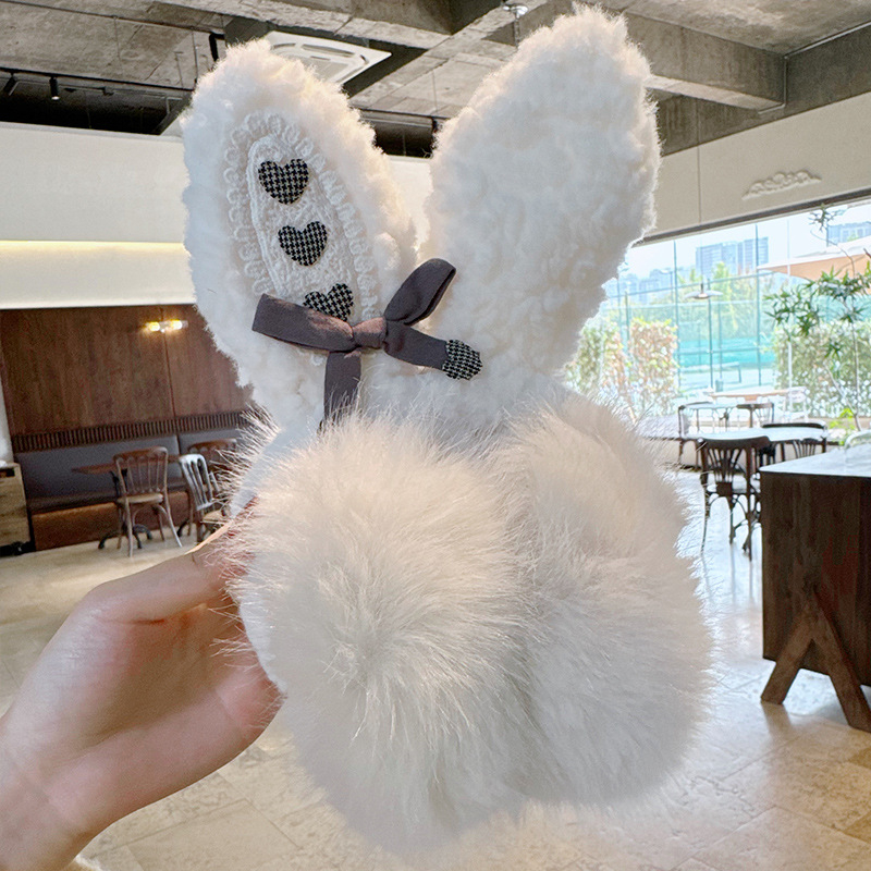 Χαριτωμένο βελούδινο προστατευτικό αυτιών κουνελιού για γυναίκες, ζεστό χειμώνα, αντιανεμικό και κρύο, ανθεκτικό στο κρύο, παχύρρευστο προστατευτικό αυτιών για φοιτητές