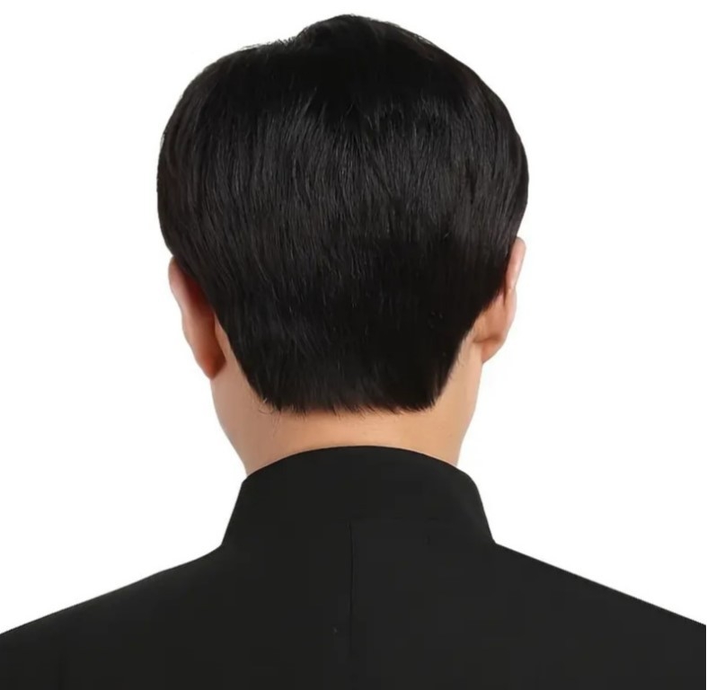 Meeste parukas, must kaldus tukk, moodne kõrge temperatuuriga siidist meeste juuksed, äriline stiil, väliskaubandusega meeste juuksed