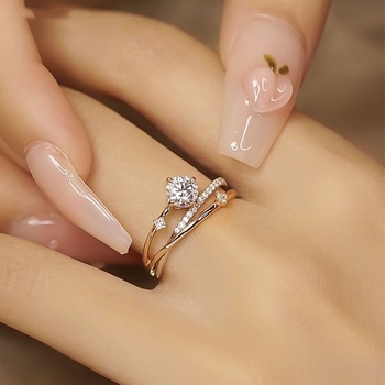 Ασημένιο δαχτυλίδι Star Track S999 με ελαφρύ, πολυτελές εξατομικευμένο σχέδιο, δαχτυλίδι με διαμάντια και γαλλικό σταυρό, πρόταση γάμου για την κοπέλα σας