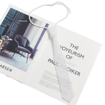 Naujas korėjietiško stiliaus „pasidaryk pats“ karoliukų vėrinys iš vintažinio austo perlų tuščiavidurio kaklaraiščio moterims, derantiems marškiniams, netikra apykakle, aksesuarai