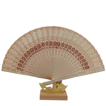În stoc, evantai din lemn parfumat de 20,5 cm, evantai din lemn cu flori Xiangyang, decupat, cadou de nuntă, evantai din lemn