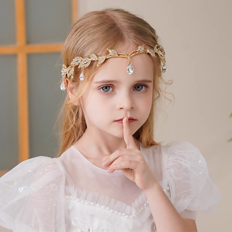 Детска шапка, проста сребърна лента за глава, висулка за вежди, рокля на принцеса, аксесоари за коса, часовник за танци за малко момиче, аксесоари за представления
