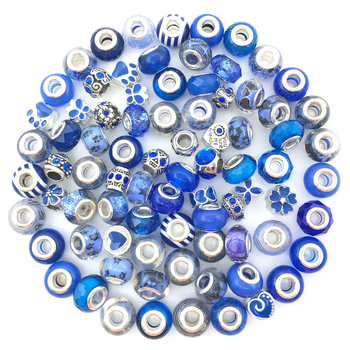 Ζεστό πώληση Panjia στυλ γυάλινες χάντρες μεγάλης τρύπας σειρά με χάντρες προσωπικότητας μόδας όλα-ταιριάζοντας με αξεσουάρ κοσμημάτων βραχιολιών DIY